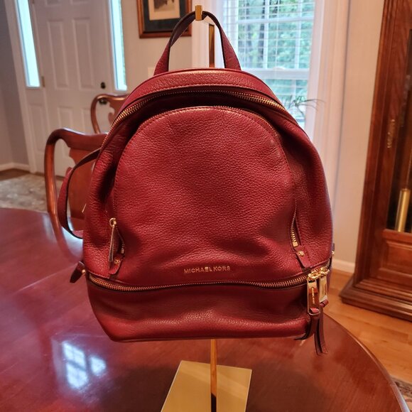 Michael Kors Rhea Medium Pebbled Leather Backpack - Picture 1 of 5